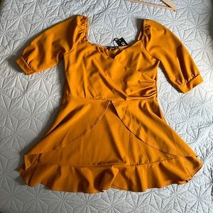 PLUS OFF THE SHOULDER RUFFLE SKATER DRESS